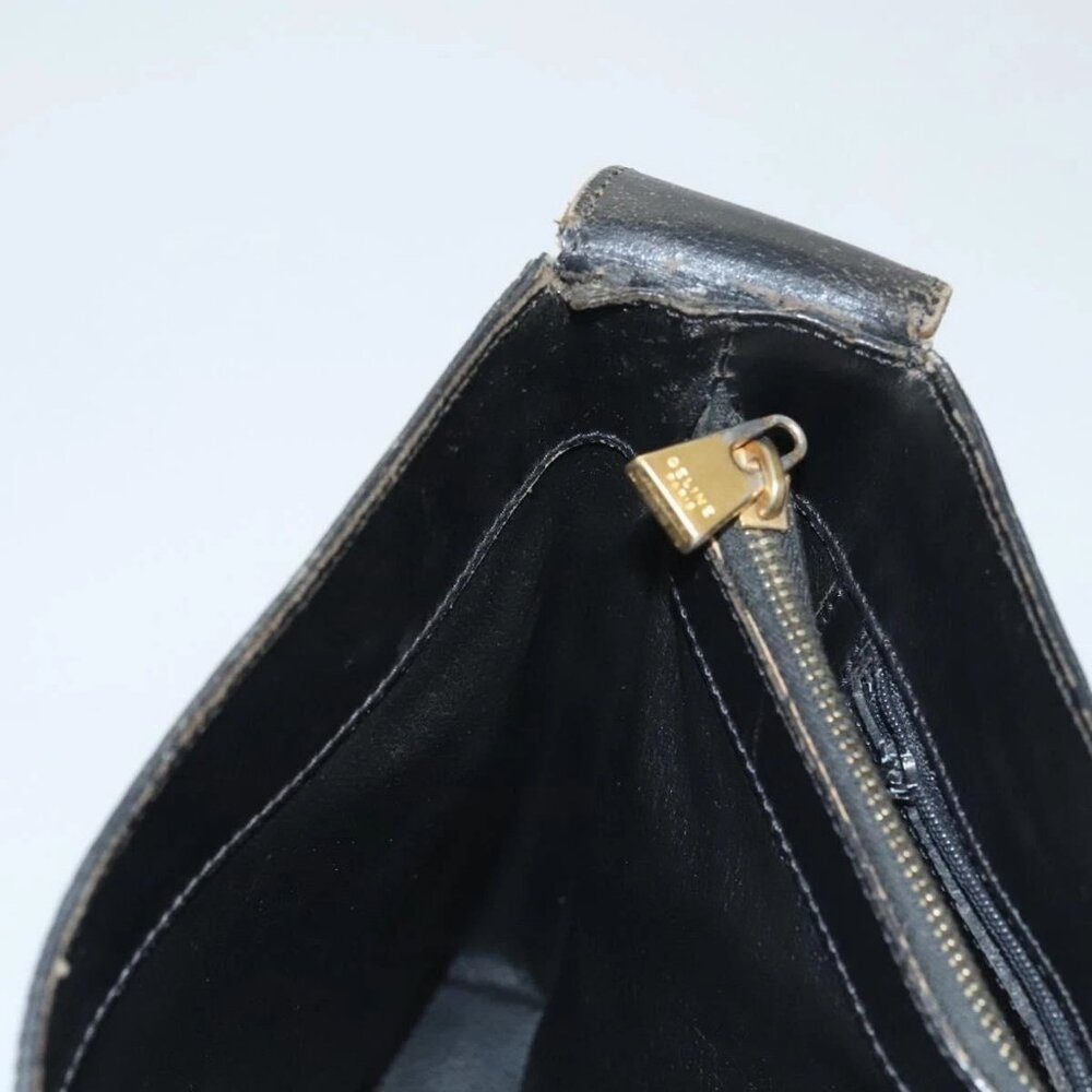 CELINE Macadam Canvas Shoulder Bag PVC Leather Black Gold Auth 119071 - Picture 13 of 16